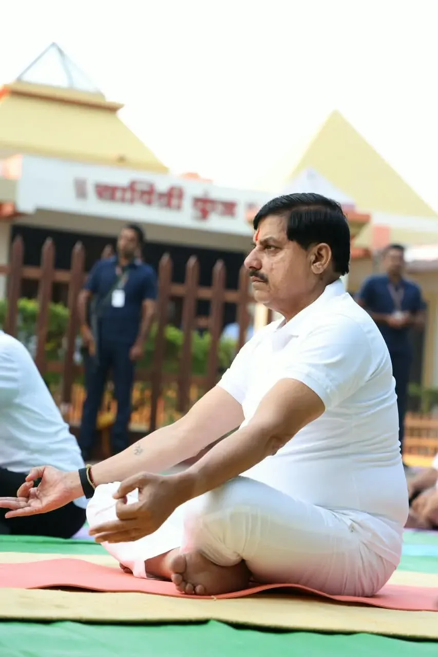 MP CM Mohan Yadav leads yoga session at Sendhwa's Gayatri Dham