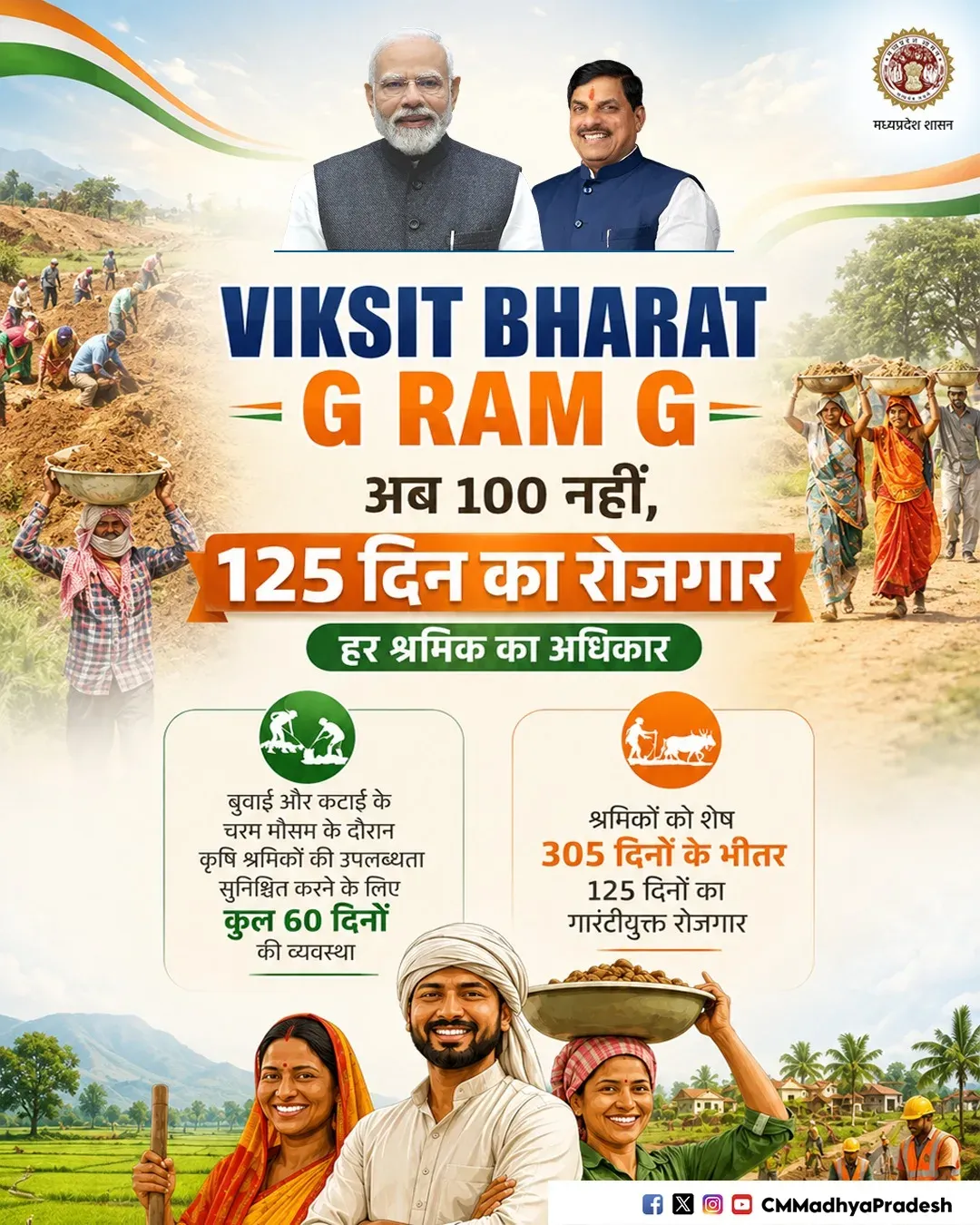 MP CM Office Announces 125-Day Jobs Under Viksit Bharat G-RAM-G