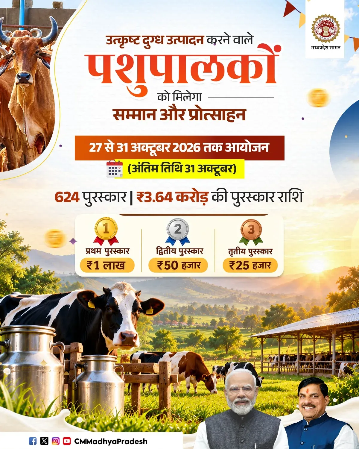MP CM Office launches milk output contest with ₹1 lakh prize