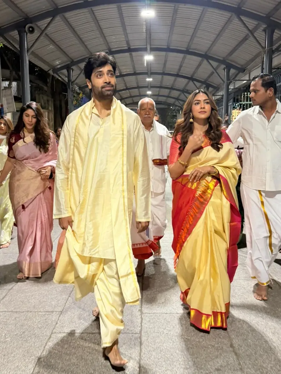 Mrunal Thakur and Adivi Sesh Seek Blessings at Tirupati Temple Before Dacoit Release
