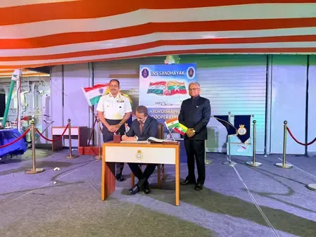 MoS Kirti Vardhan Singh Engages with INS Sandhayak During Myanmar Visit