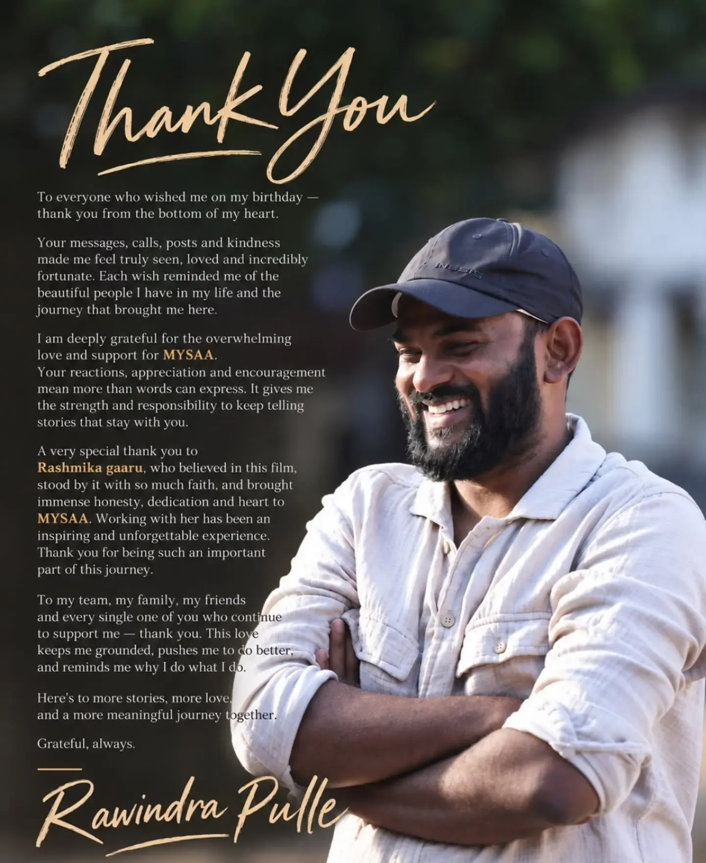 Mysaa director Rawindra Pulle praises Rashmika Mandanna on birthday