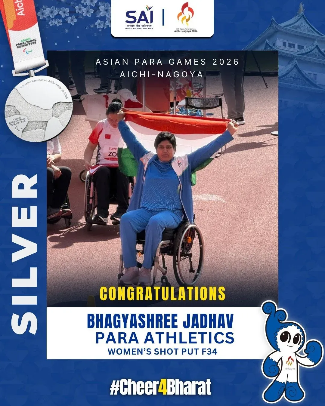 Nadda hails Bhagyashree Jadhav's Silver in Shot Put F34
