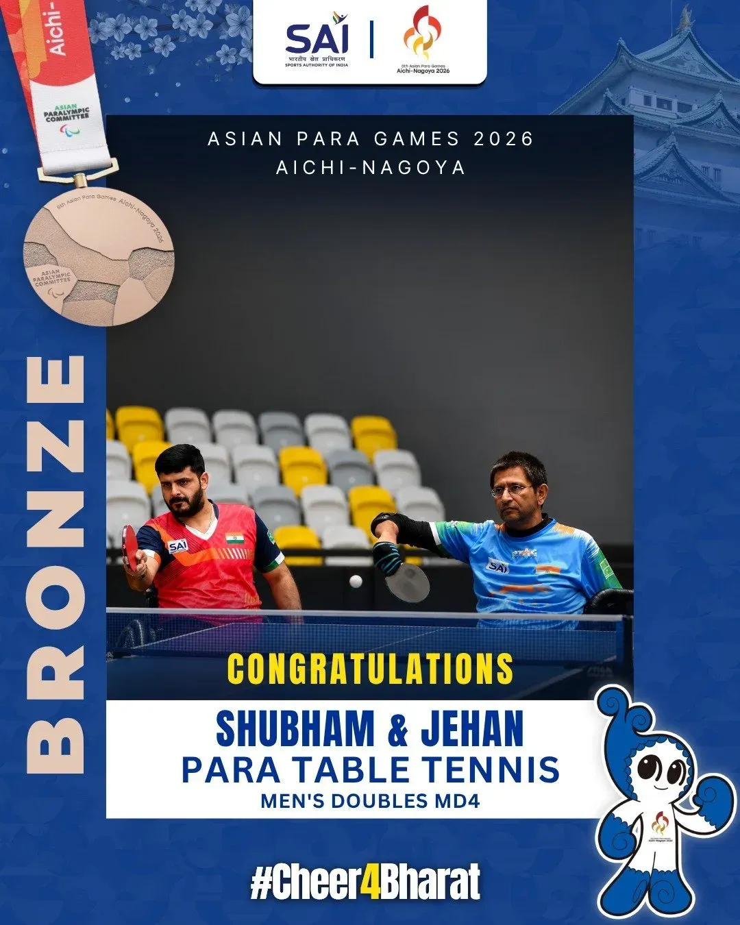 Nadda hails India's first para table tennis medal at Asian Para Games 2026