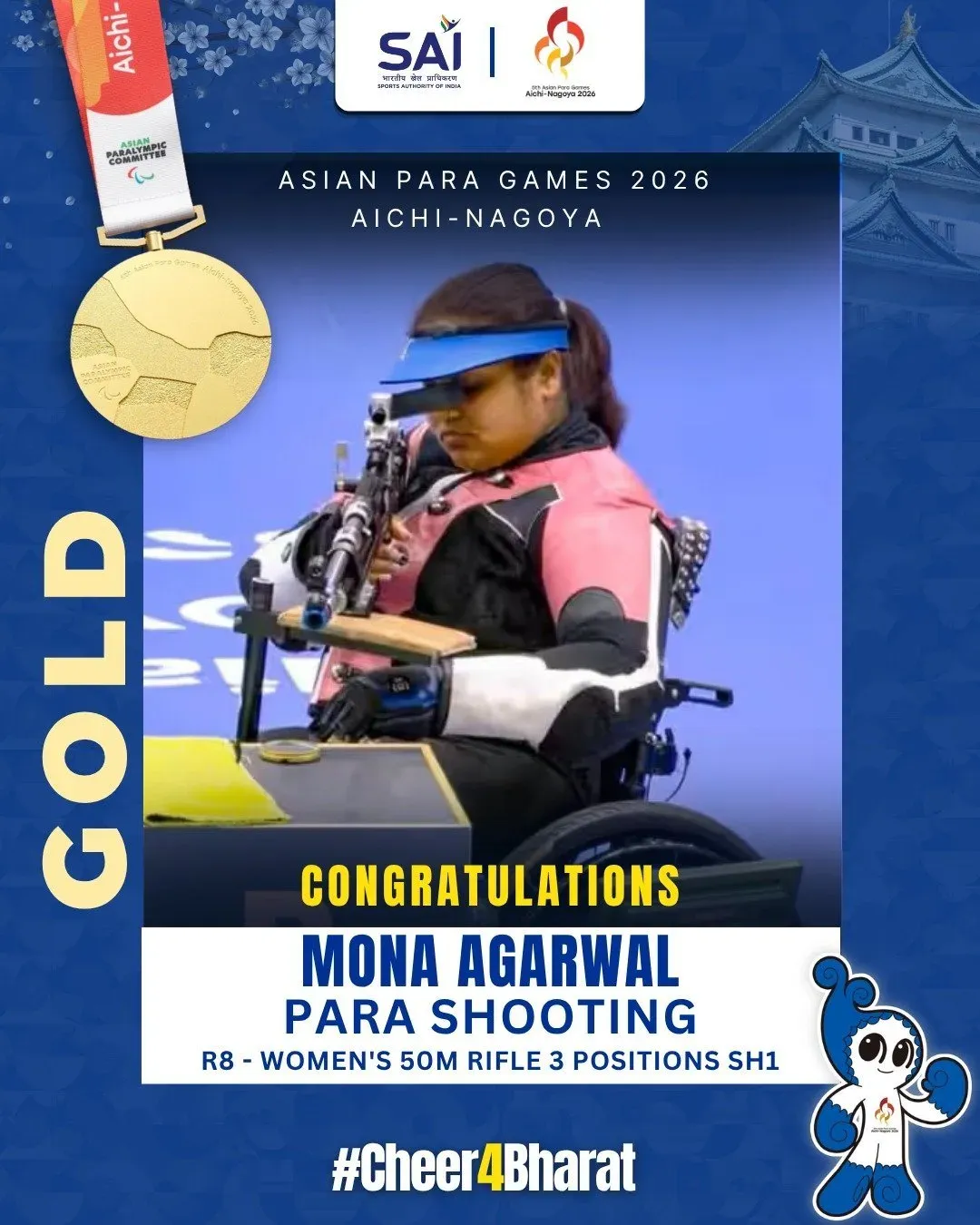 Nadda Hails Mona Agarwal's Historic Gold at Asian Para Games 2026