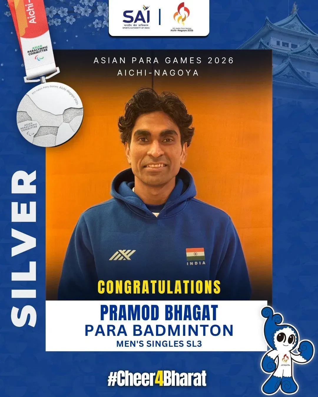 Nadda hails Pramod Bhagat's Silver at Asian Para Games 2026