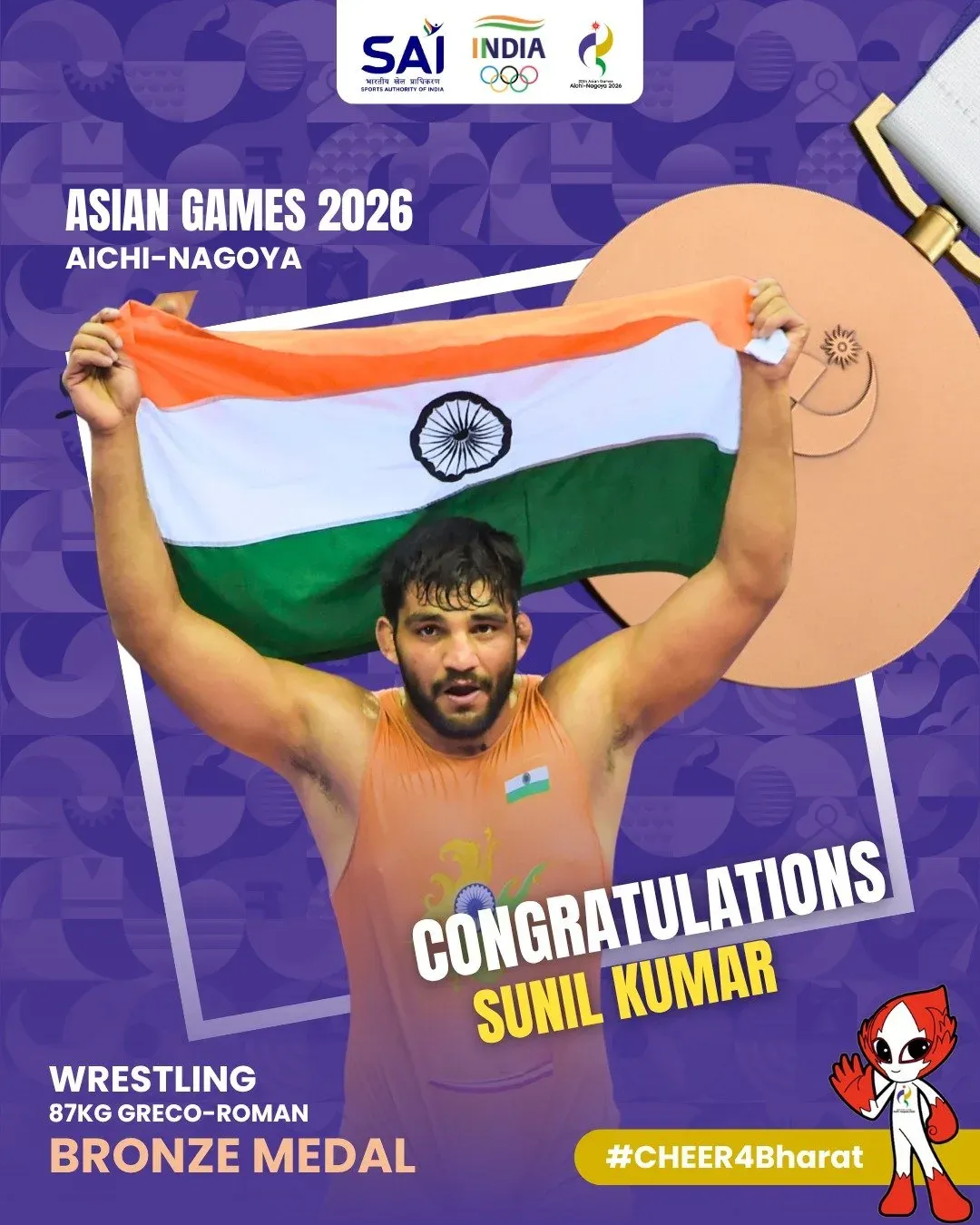 Nadda Hails Sunil Kumar's Back-to-Back Asian Games Bronze
