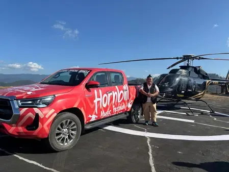 Nagaland tourism minister flags off aerial helicopter experience for Hornbill Festival