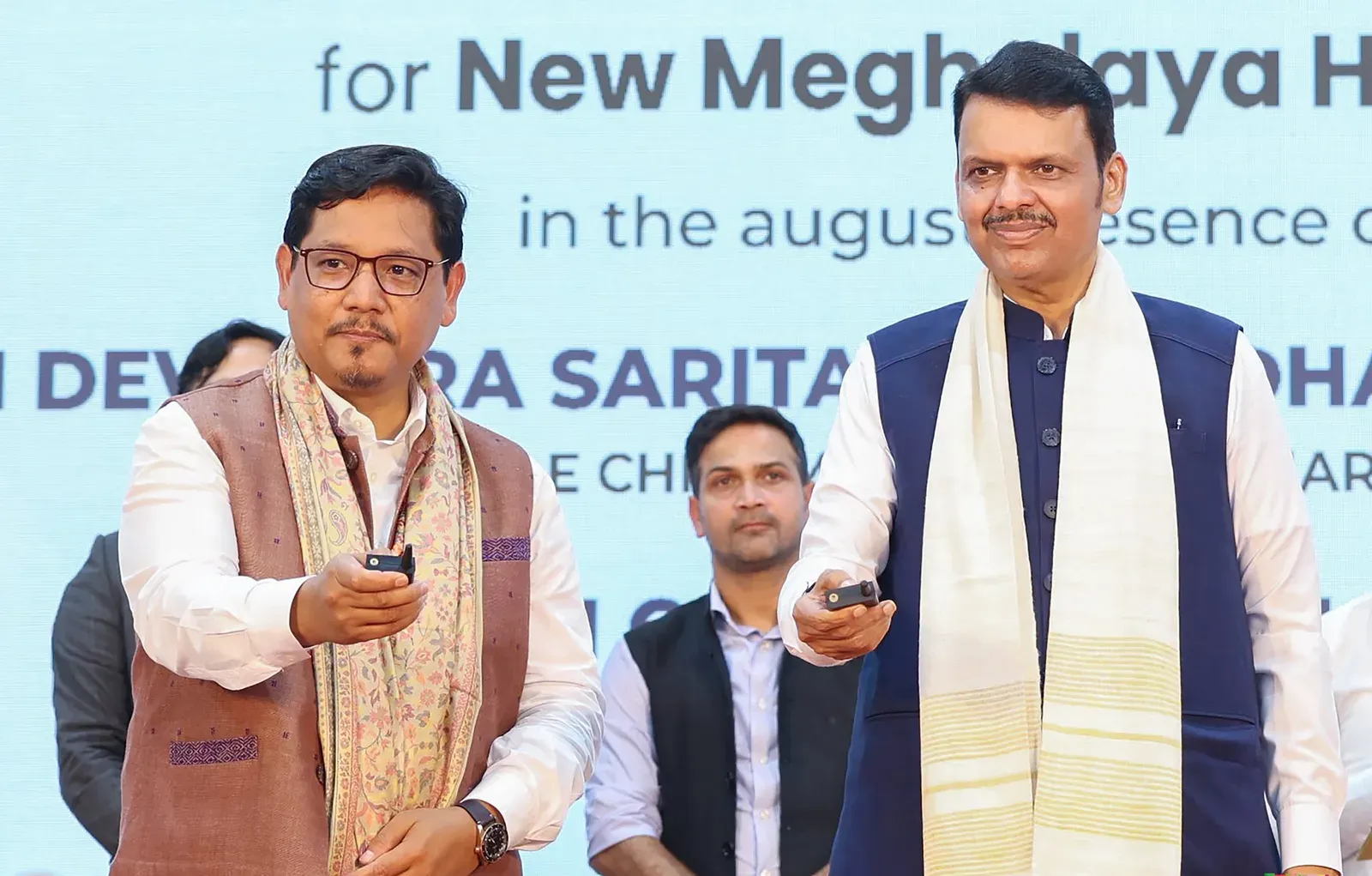 Meghalaya House in Mumbai: Conrad Sangma, Fadnavis lay foundation at Kharghar