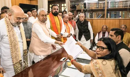 Political Turmoil in Bihar: Nitish Kumar Submits Rajya Sabha Nomination Amid JD(U) Protests