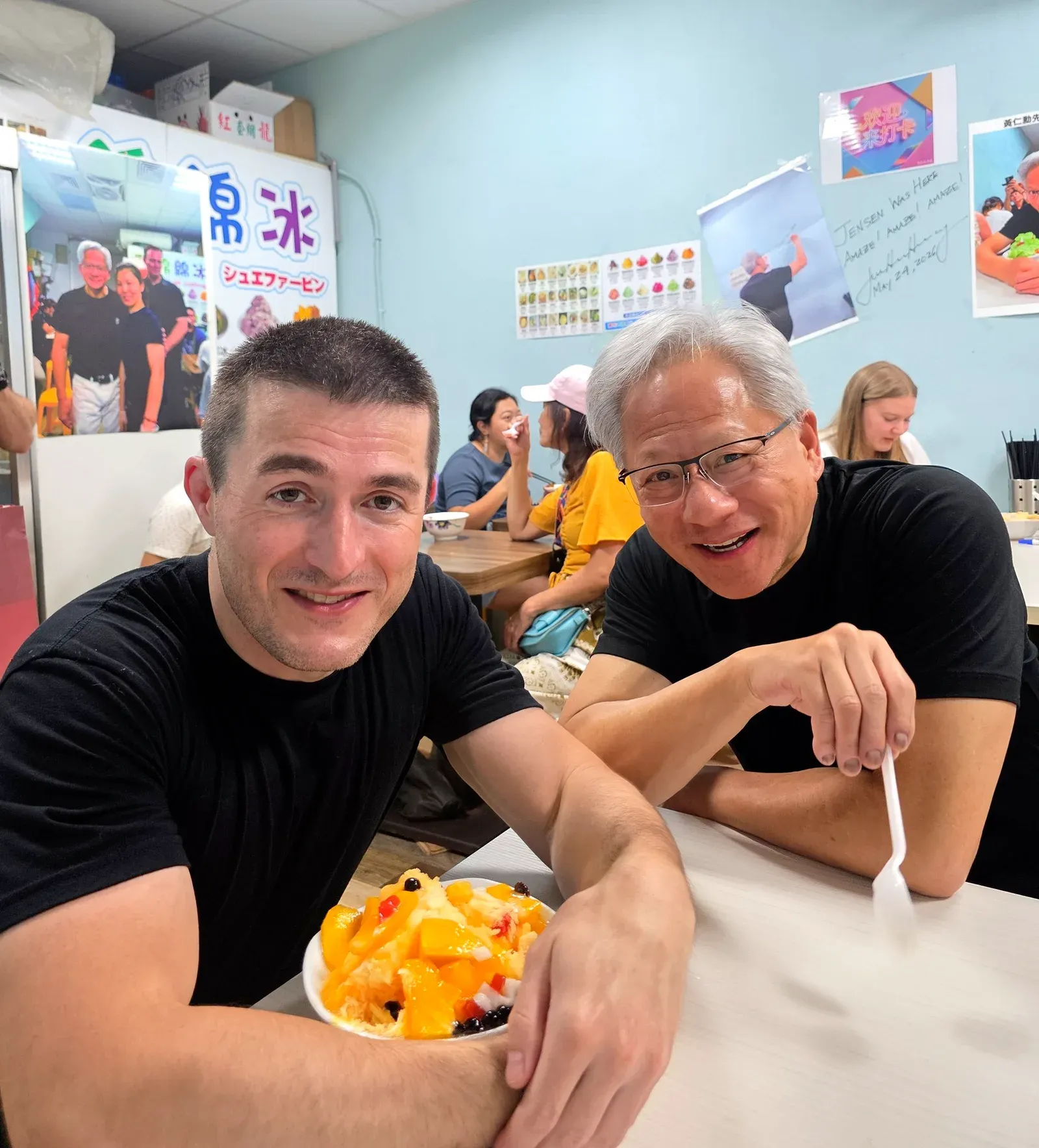 Nvidia flags Taipei night-market evening with Jensen, Lex Fridman