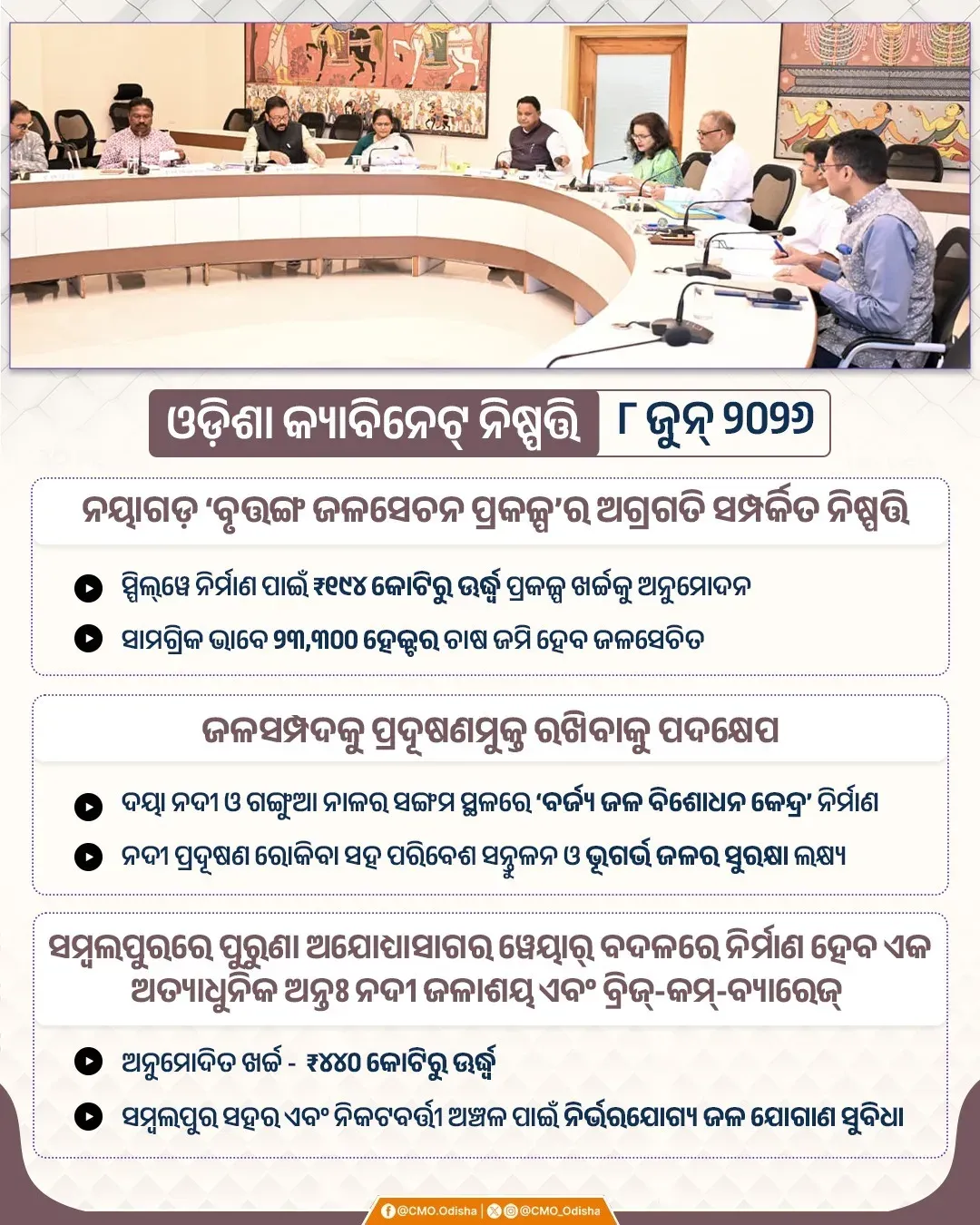 Odisha Cabinet clears Rs 634 cr water projects for Nayagarh, Sambalpur