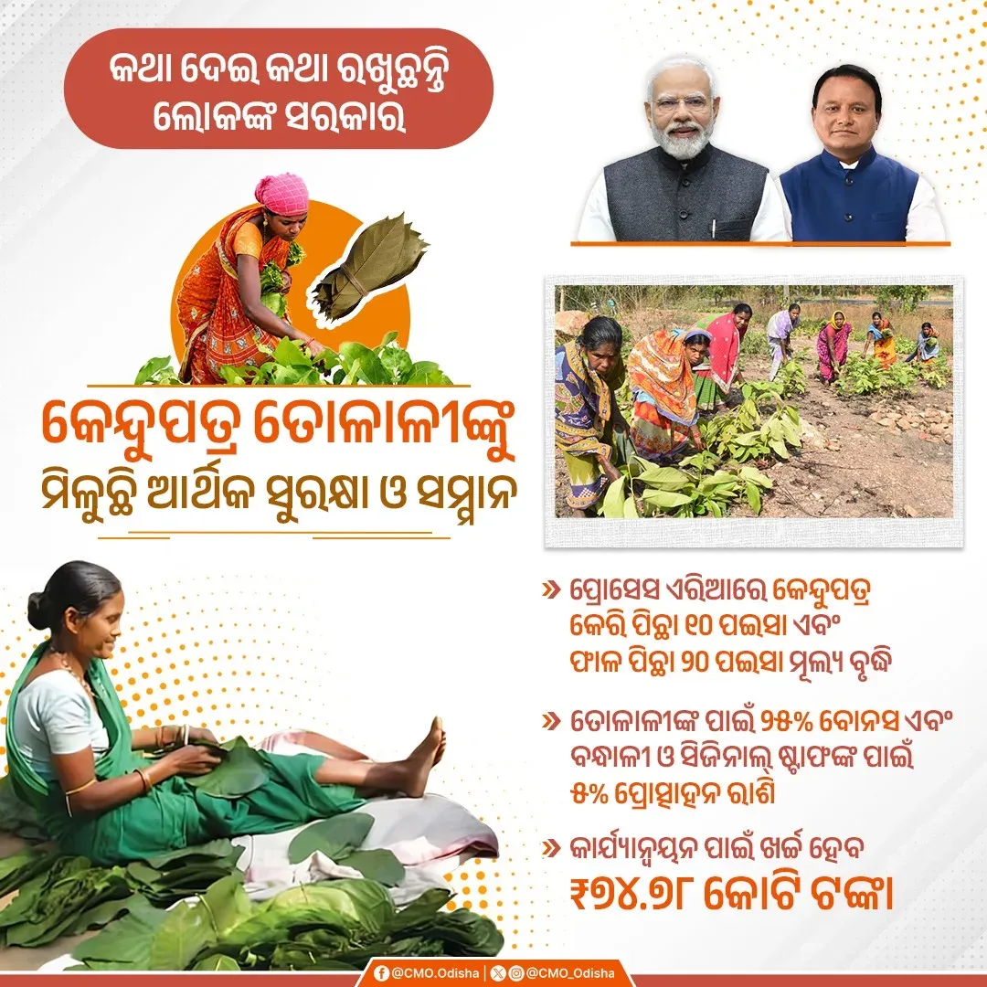 Odisha CM Majhi boosts kendu leaf workers with Rs 74.78 cr package