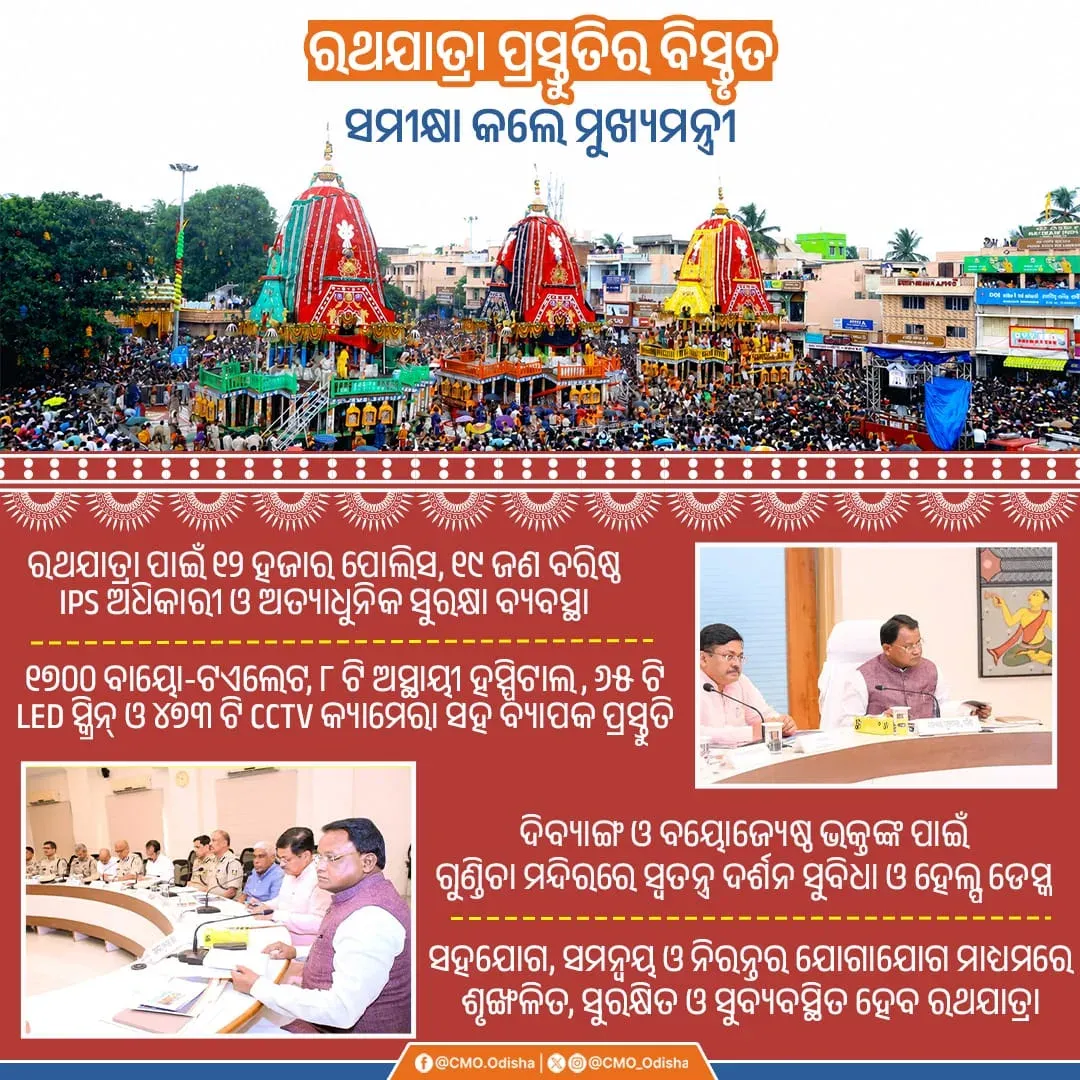 Odisha CM Mohan Majhi Reviews Rath Yatra Preparations