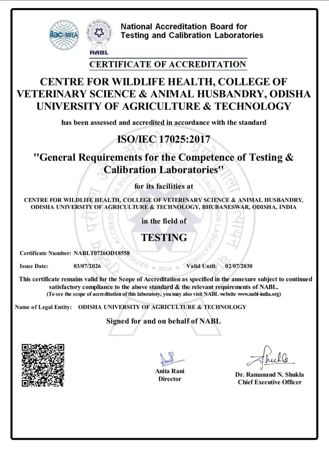 Odisha's OUAT Wildlife Lab Becomes India's First NABL-Accredited Forensics Unit