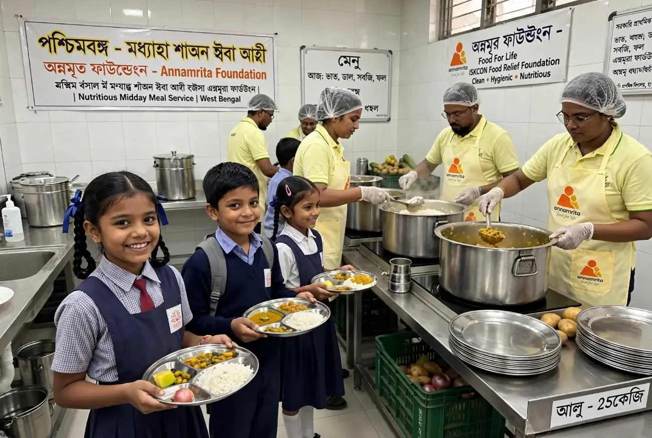 अन्नमृता फाउंडेशन का पश्चिम बंगाल में मध्याह्न भोजन विस्तार, नए जिलों में भी पहुँचेगी सेवा
