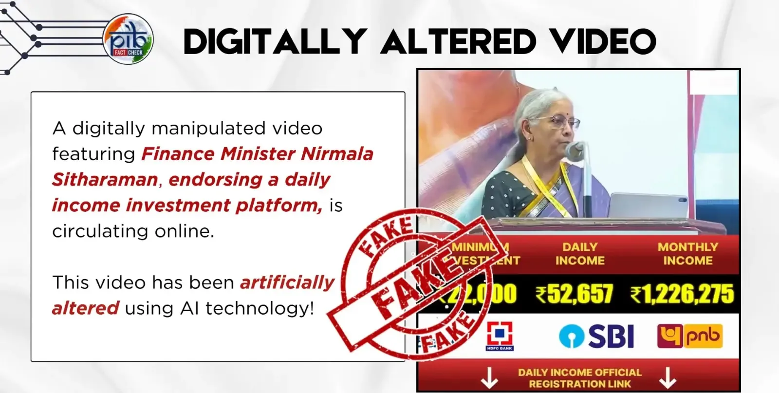 Did PIB Fact Check Flag an AI-Manipulated Video of Finance Minister Promoting a Fake Investment Scheme?