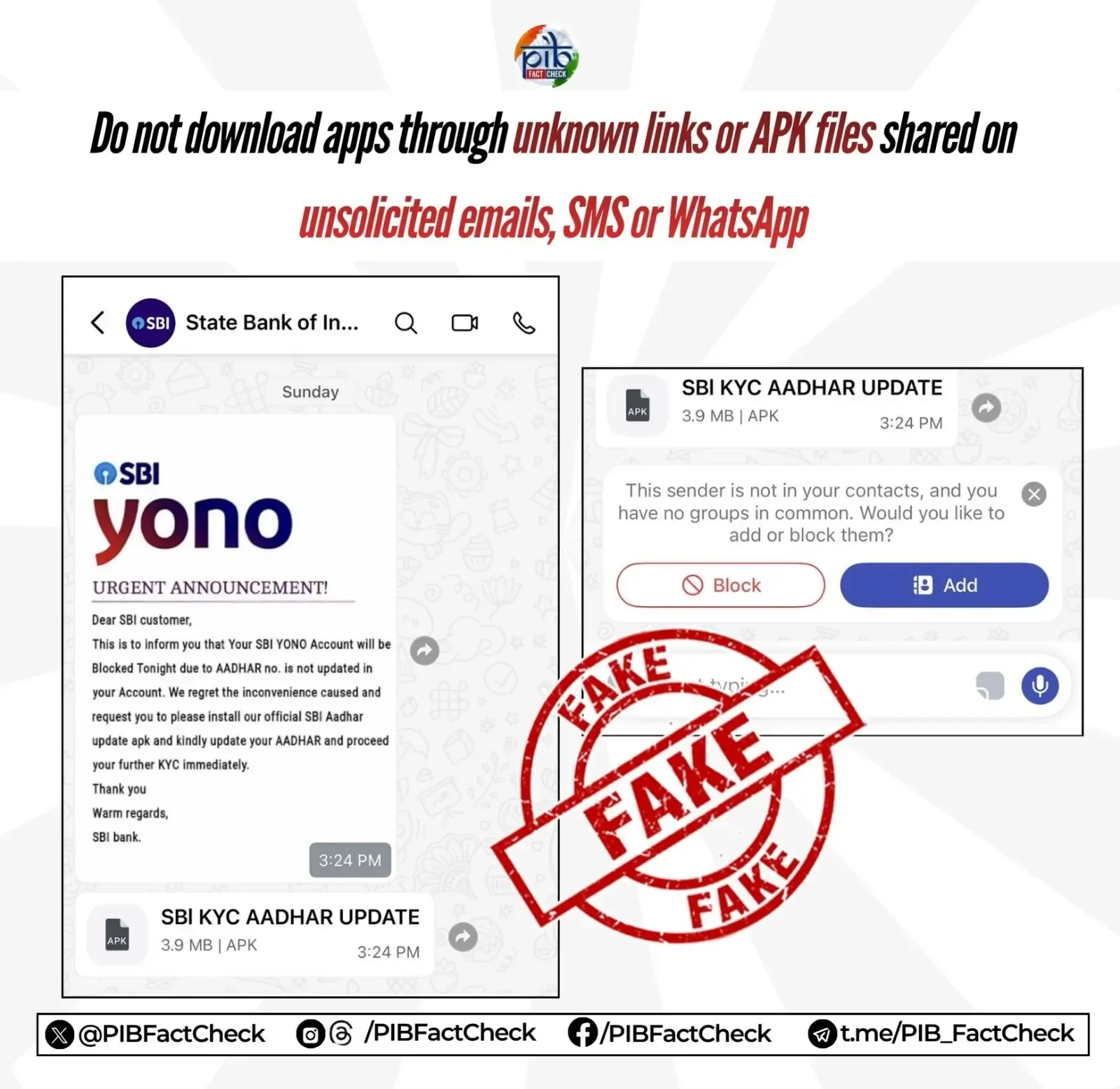 PIB Exposes Phishing Scam: Fake SBI YONO Message Warns of Aadhaar Update Threat
