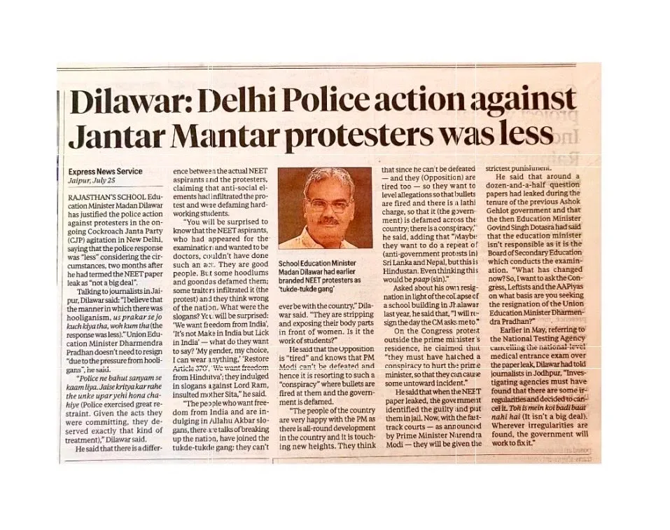Pilot Slams Rajasthan Min Over Police Action on Students