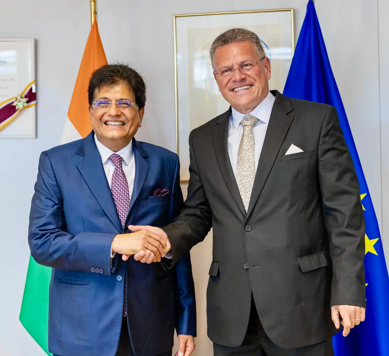 India-EU FTA: Piyush Goyal, Maros Sefcovic review deal progress in Brussels