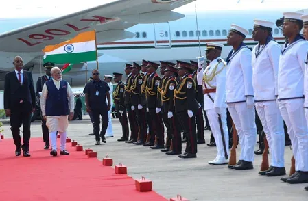 PM Modi arrives in Seychelles for 3-day State Visit, welcomed by President Herminie
