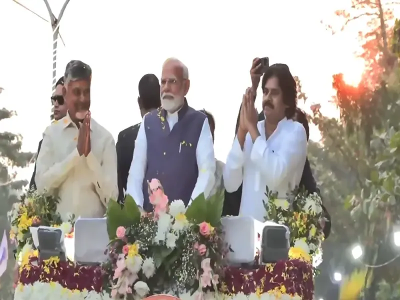 Massive Roadshow in Vizag Led by PM Modi, CM Naidu, and Pawan Kalyan