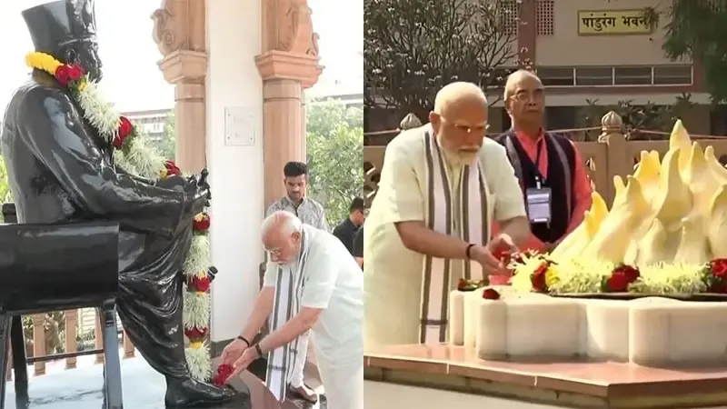 PM Modi Honors RSS Founder Hedgewar in Nagpur