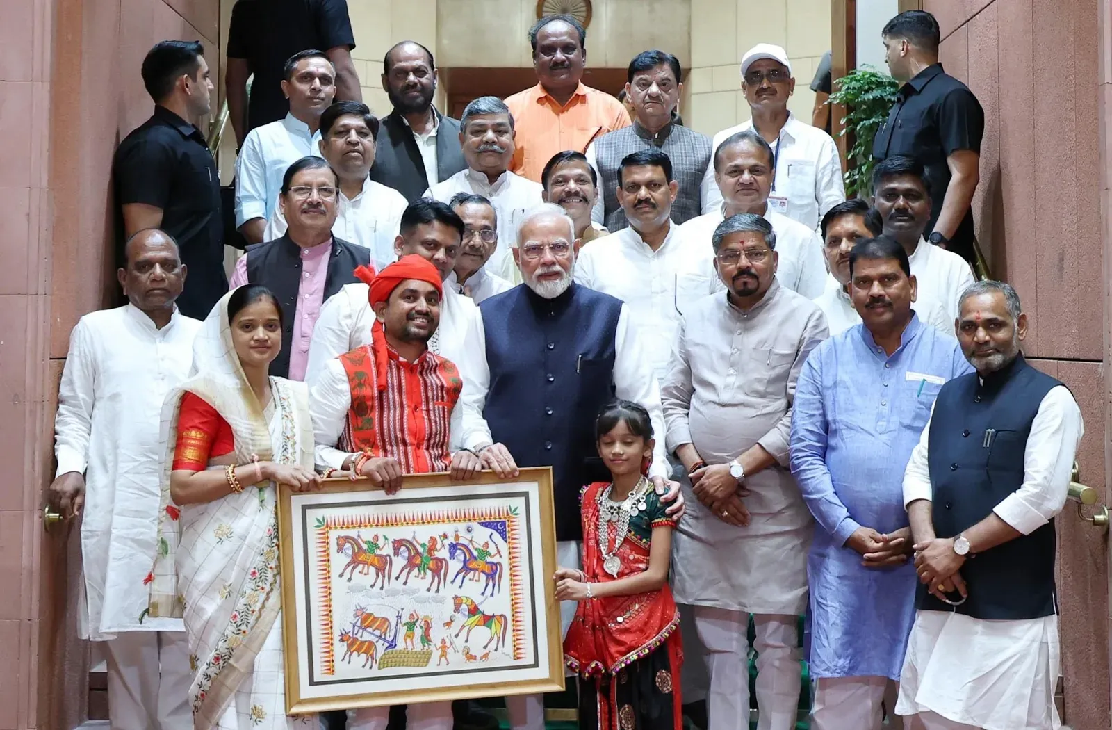 PM Modi meets Gujarat BJP tribal leaders at Parliament as Monsoon Session opens