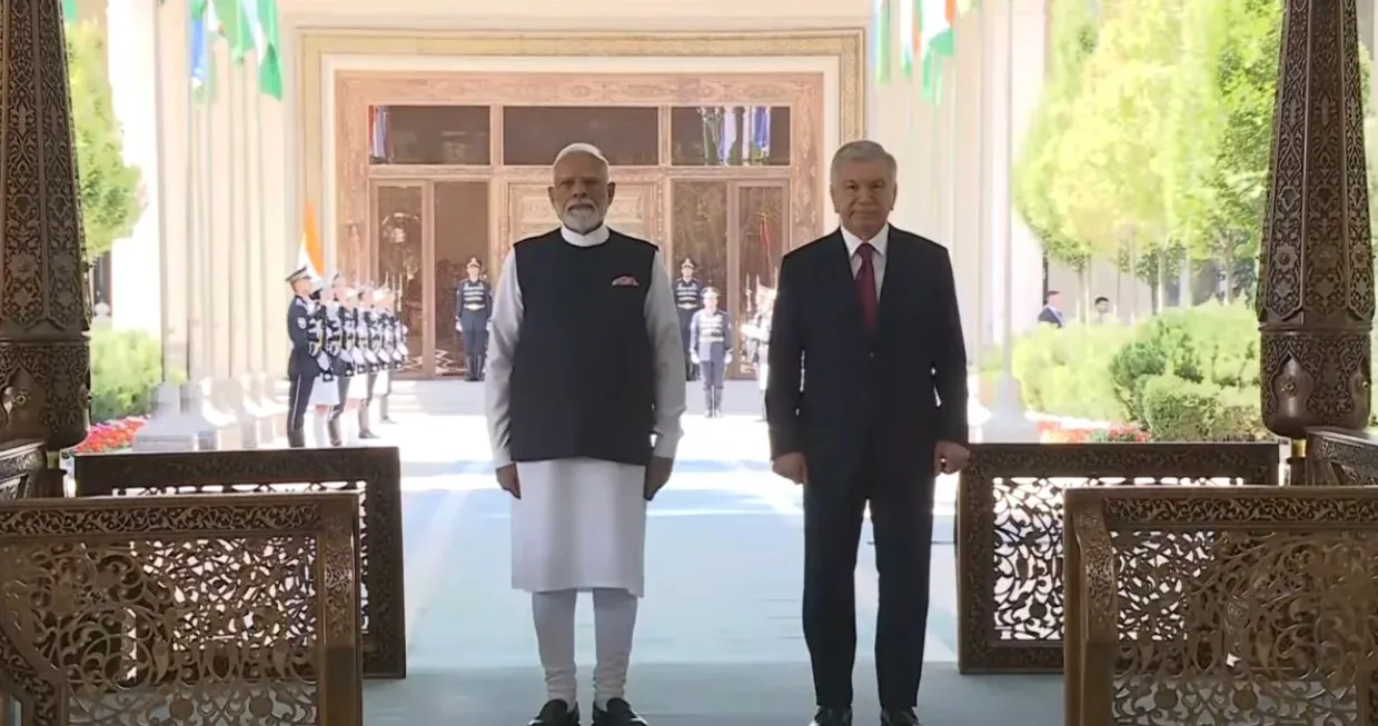 PM Modi gets ceremonial welcome in Tashkent, holds talks with Uzbekistan President