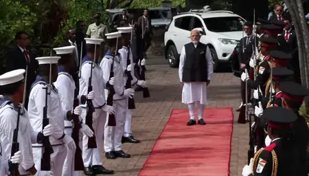 PM Modi receives Guard of Honour at State House, Seychelles