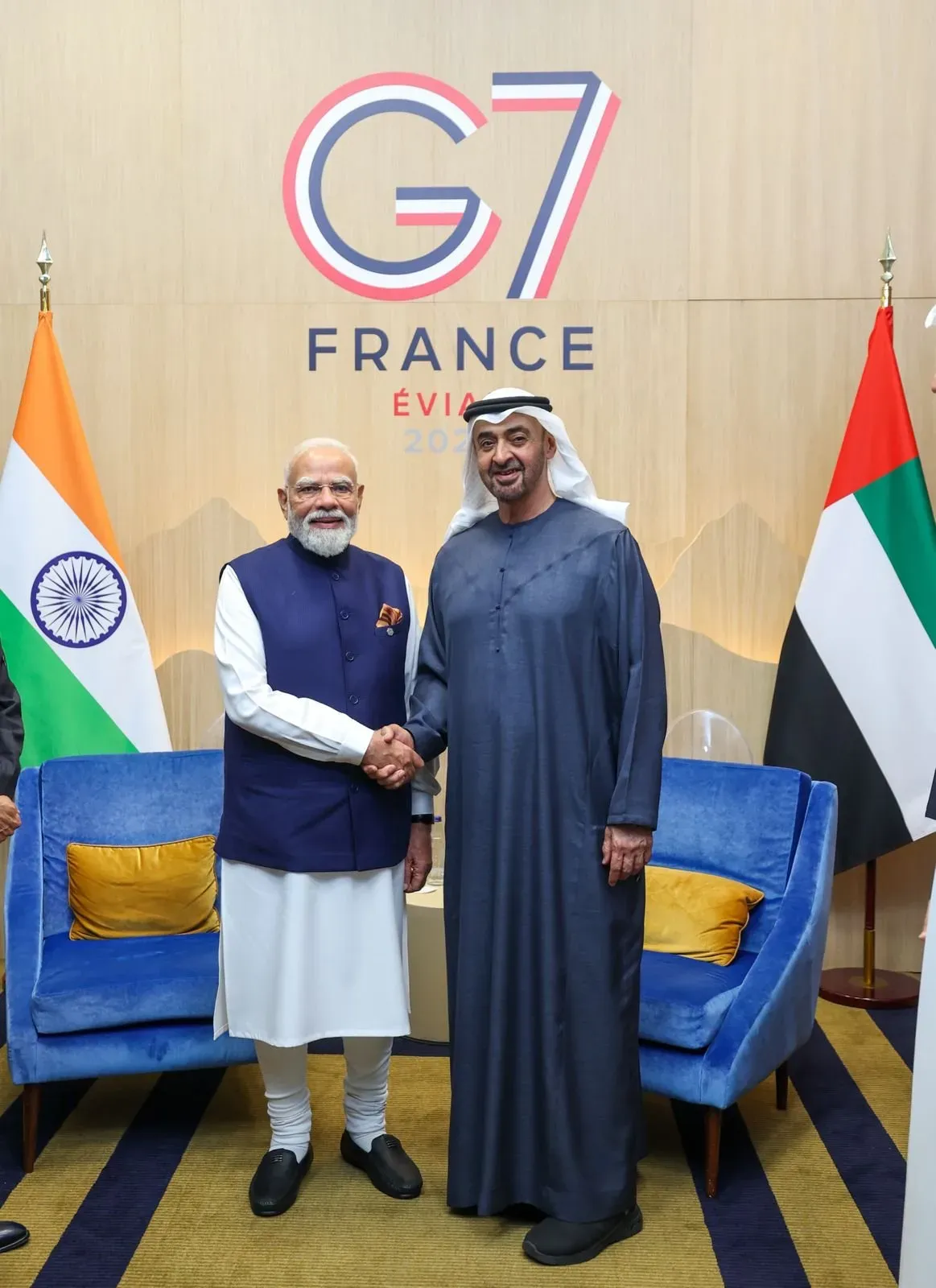 Modi, UAE President Sheikh Mohamed hold bilateral talks at G7 in Evian