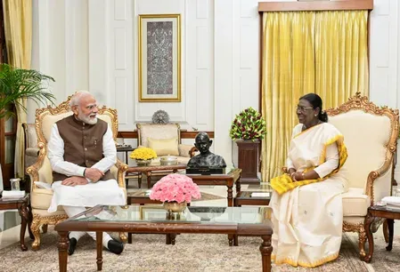 Modi calls on President Murmu at Rashtrapati Bhavan after CCS meet on West Asia