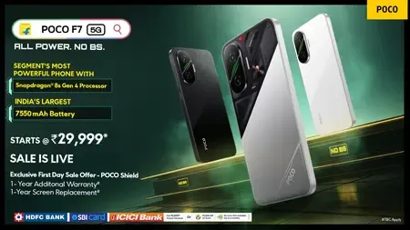 POCO F7 1st sale live on Flipkart: India’s largest 7550mAh battery smartphone starts from Rs 29,999