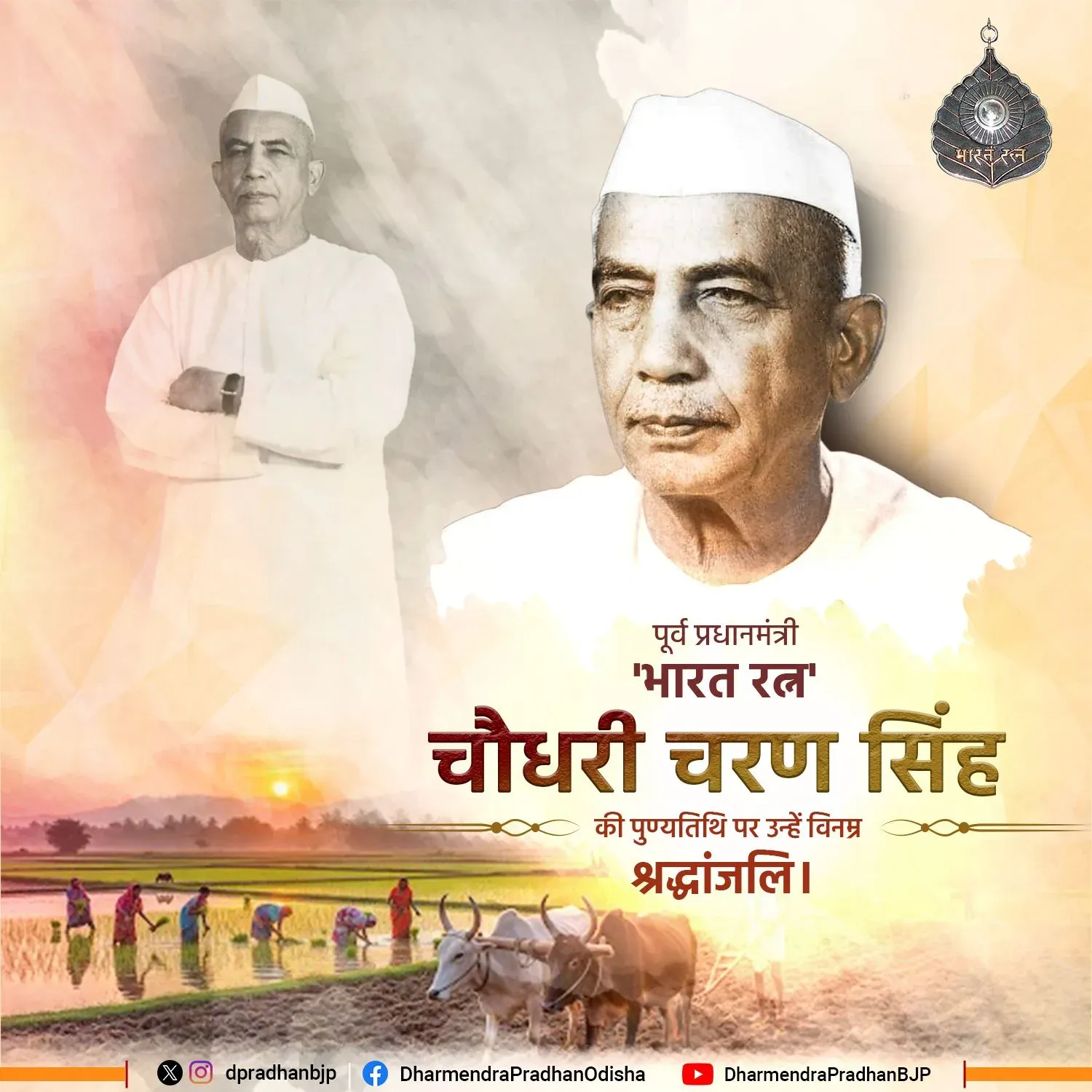Pradhan pays tribute to Charan Singh on death anniversary
