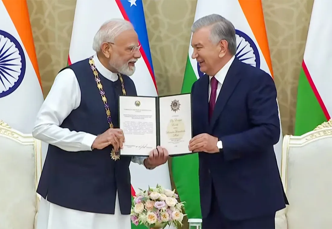 उज्बेकिस्तान ने PM मोदी को दिया 'ओली दाराजली दोस्तलिक' सम्मान, बोले — '140 करोड़ भारतीयों का सम्मान'