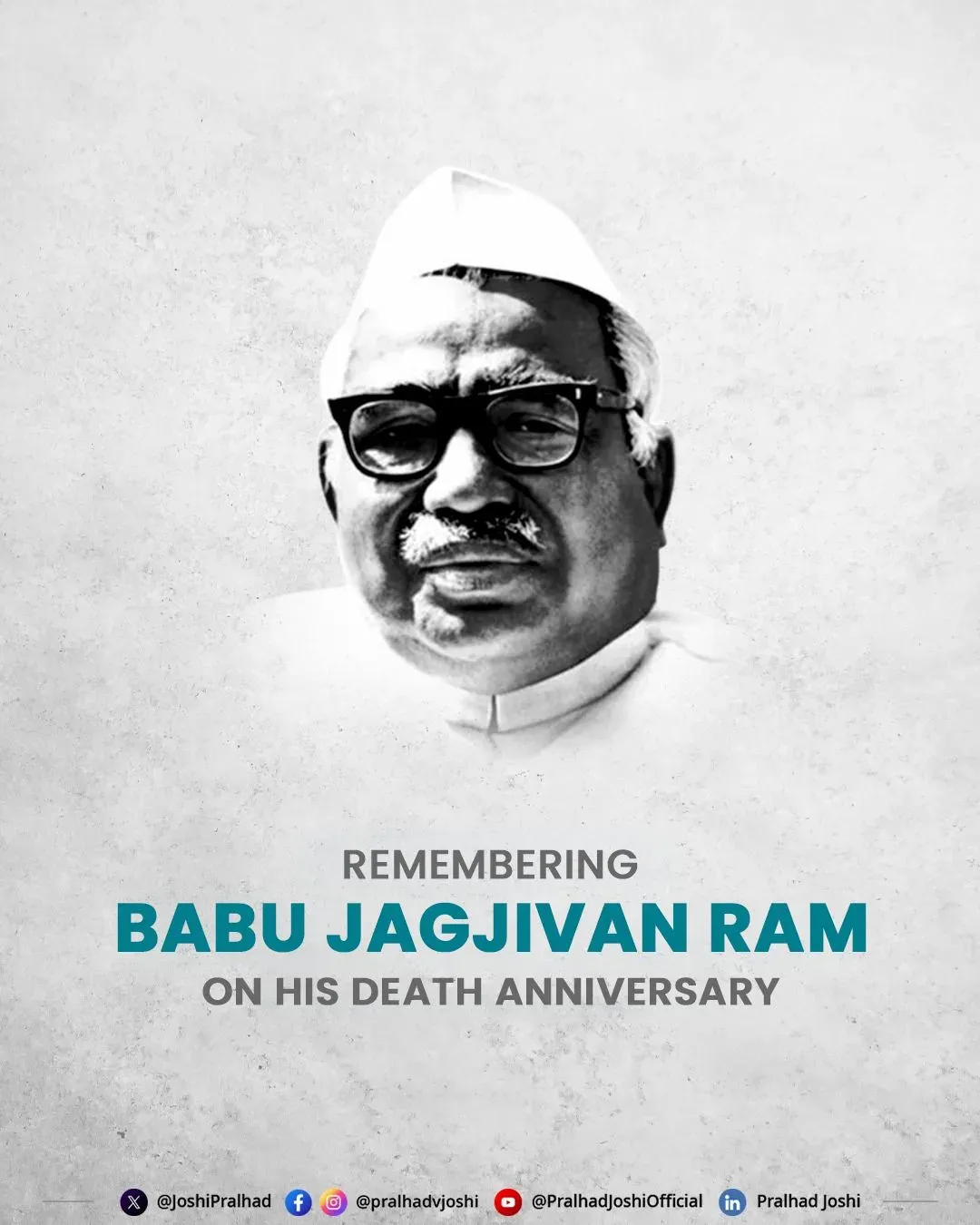 Pralhad Joshi Pays Tribute to Babu Jagjivan Ram on Death Anniversary