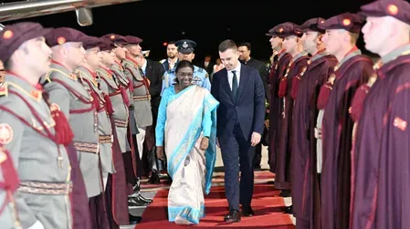 President Murmu arrives in North Macedonia on historic first visit by Indian head of state
