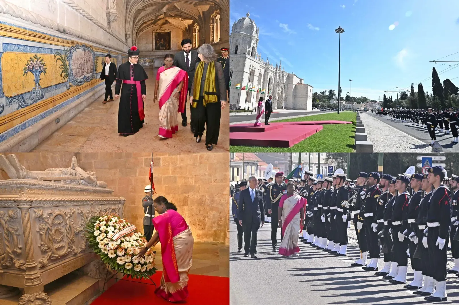 President Murmu Commences State Visit to Portugal, Receives Ceremonial Welcome at Historic Praca do Imperio