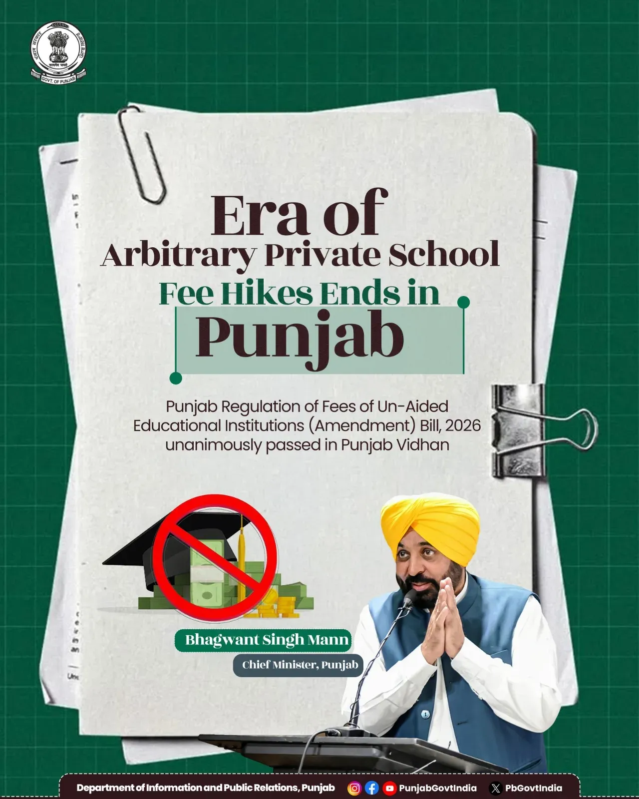 Punjab caps private school fee hikes at 5% with new law