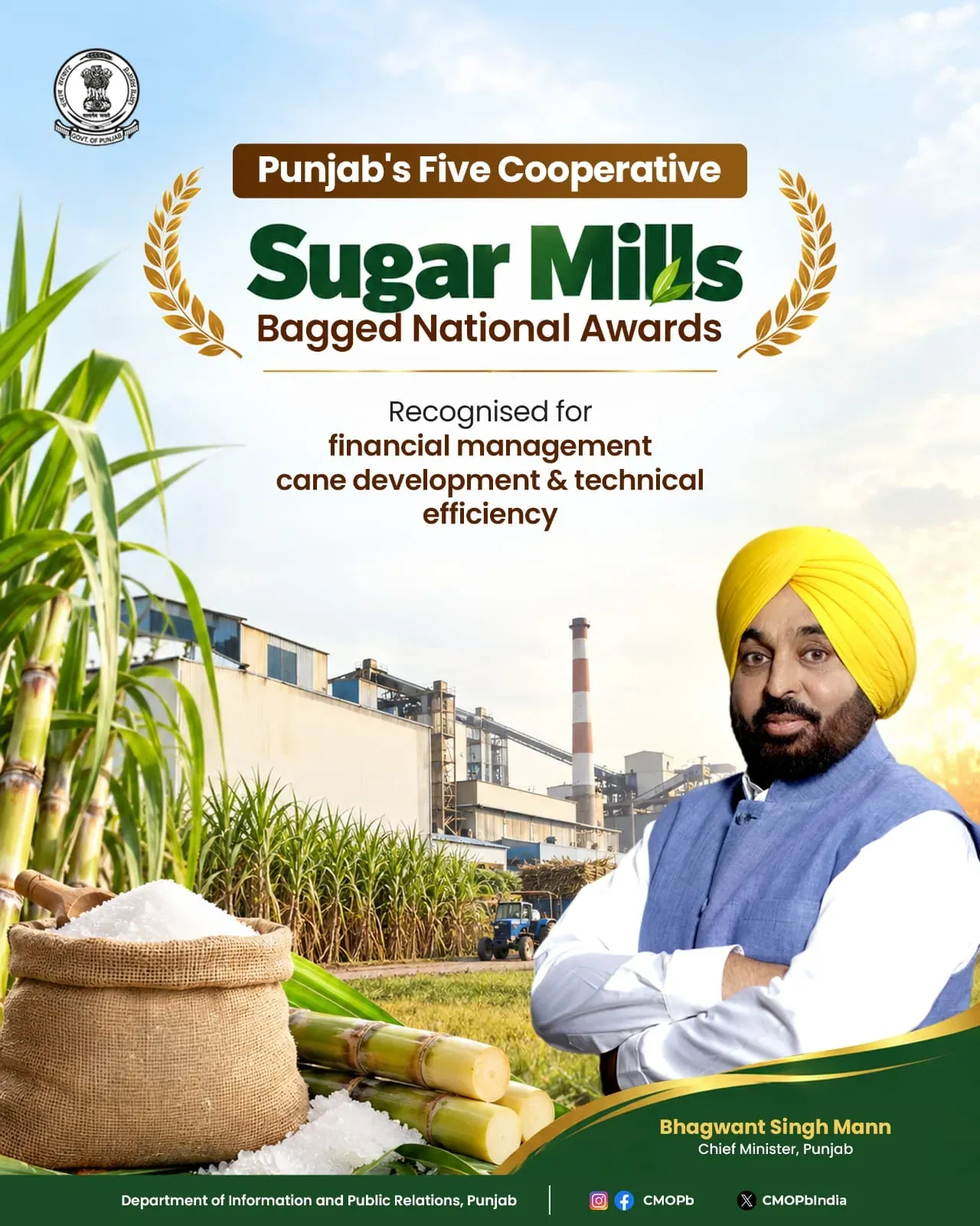 Punjab's Five Cooperative Sugar Mills Win National Awards