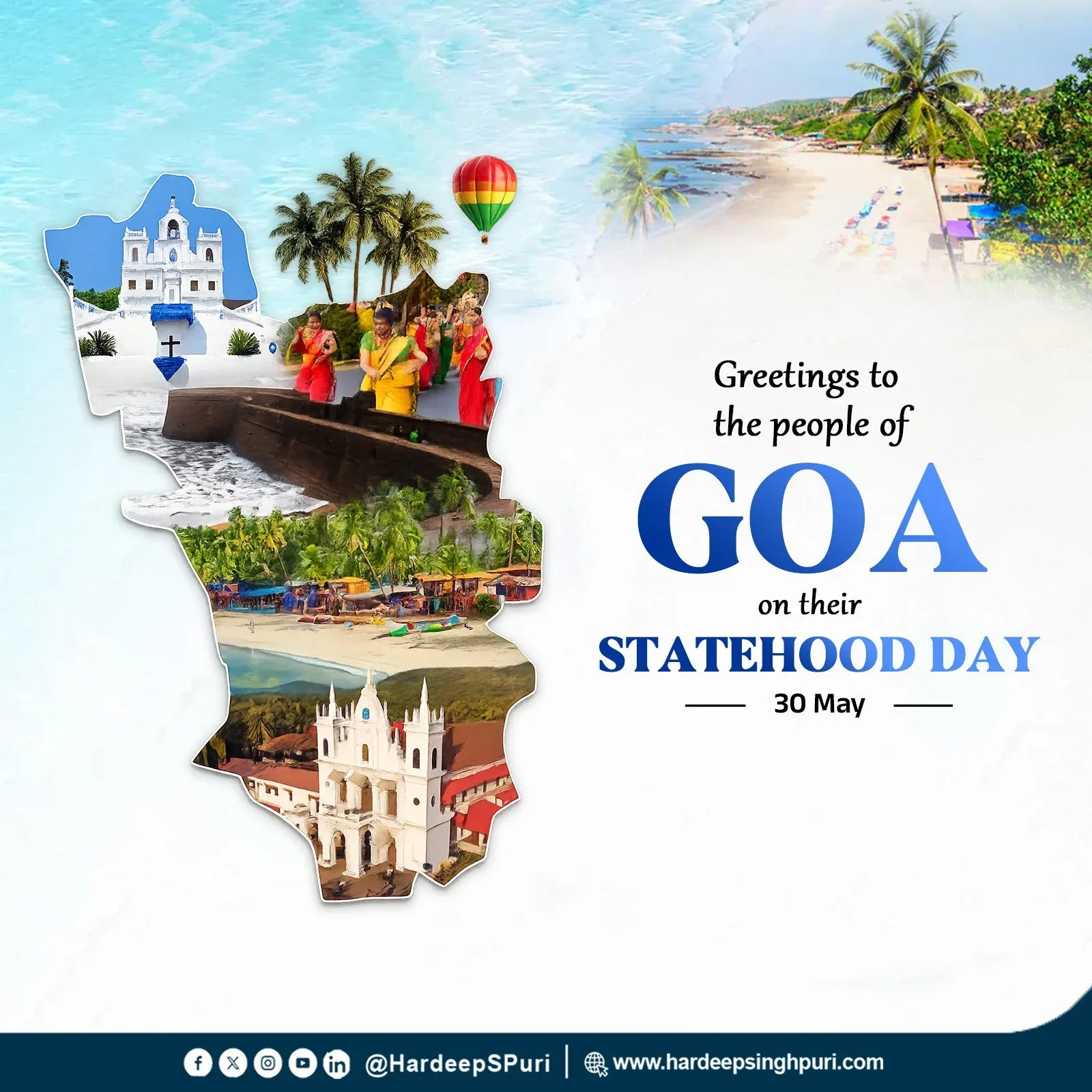 Puri Greets Goa on Statehood Day, Cites Modi-Sawant Leadership