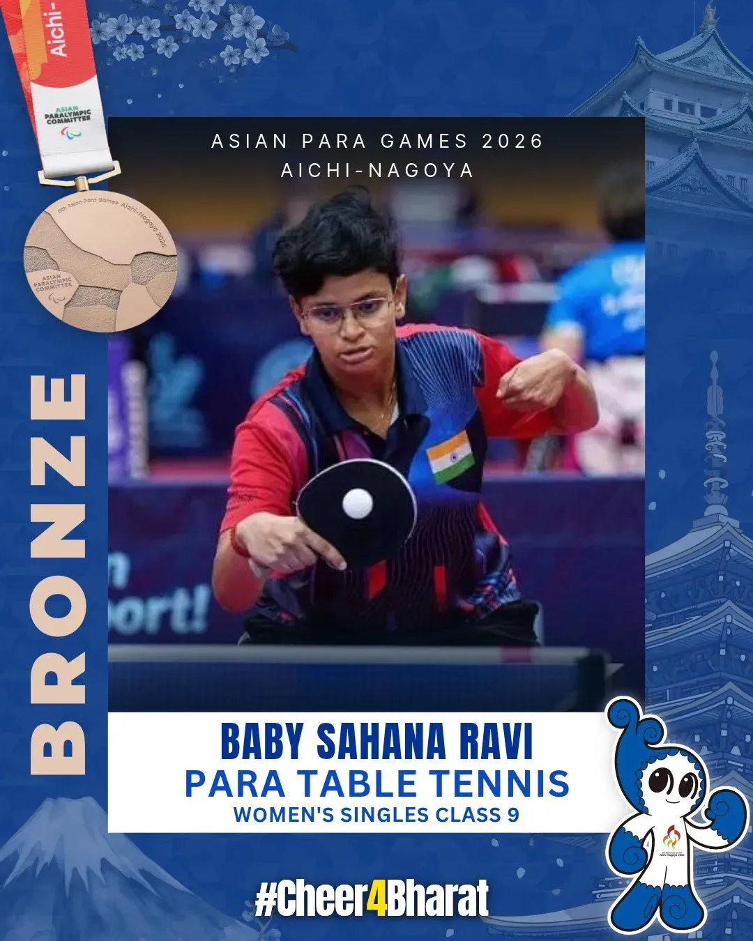 Puri Hails Baby Sahana Ravi's Bronze in Para Table Tennis