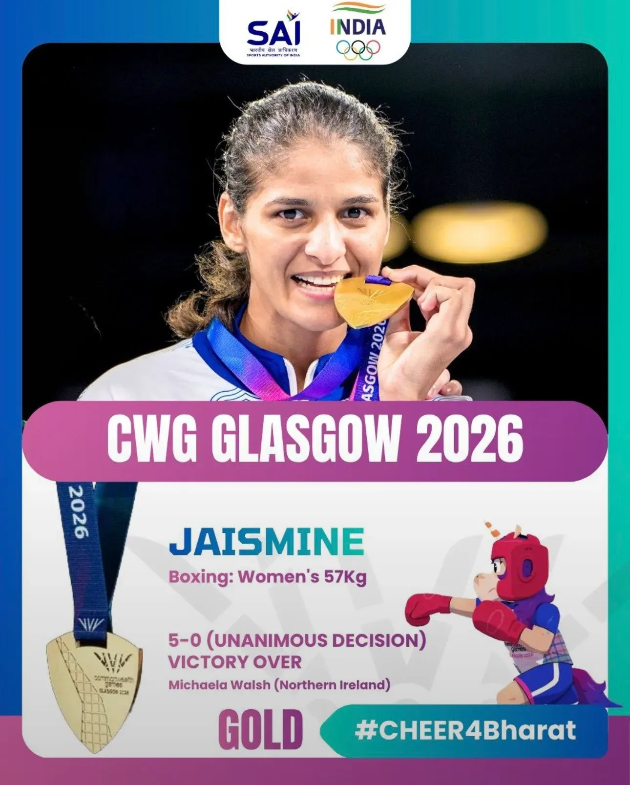 Puri hails Jaismine's gold in Women's 57kg boxing at CWG 2026