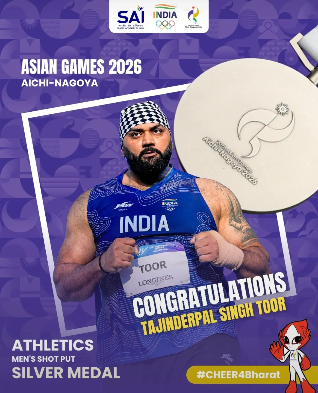 Puri hails Tajinderpal Toor's Silver at Asian Games 2026