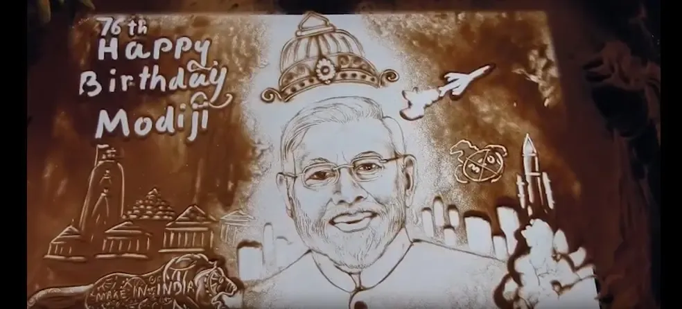 PM मोदी के 76वें जन्मदिन पर पुरी में सैंड एनिमेशन, मानस कुमार साहू ने रेत पर उकेरा राजनीतिक सफर