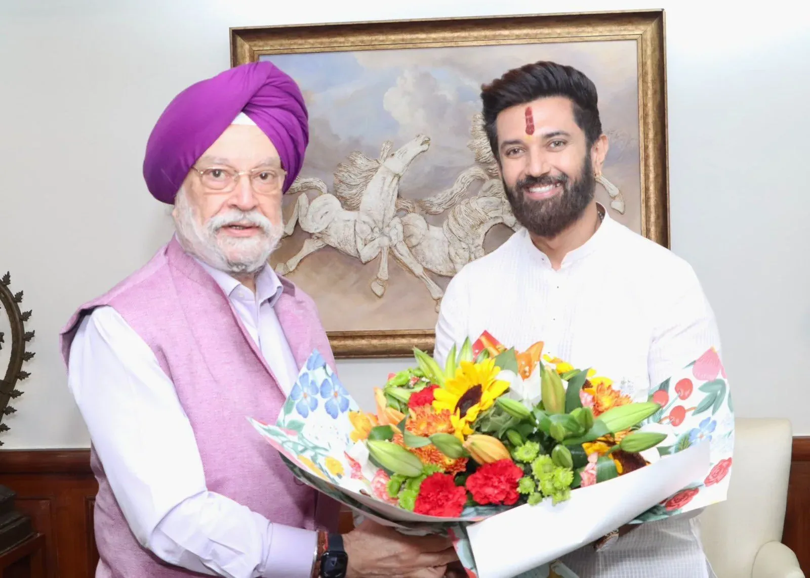 Puri Wishes Cabinet Colleague Chirag Paswan on Birthday