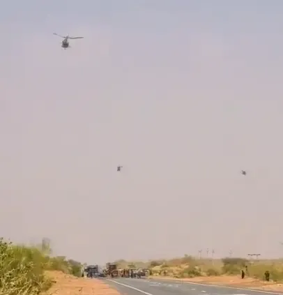 Army helicopters land on Bharatmala NH-911 near Pakistan border in Bikaner drill