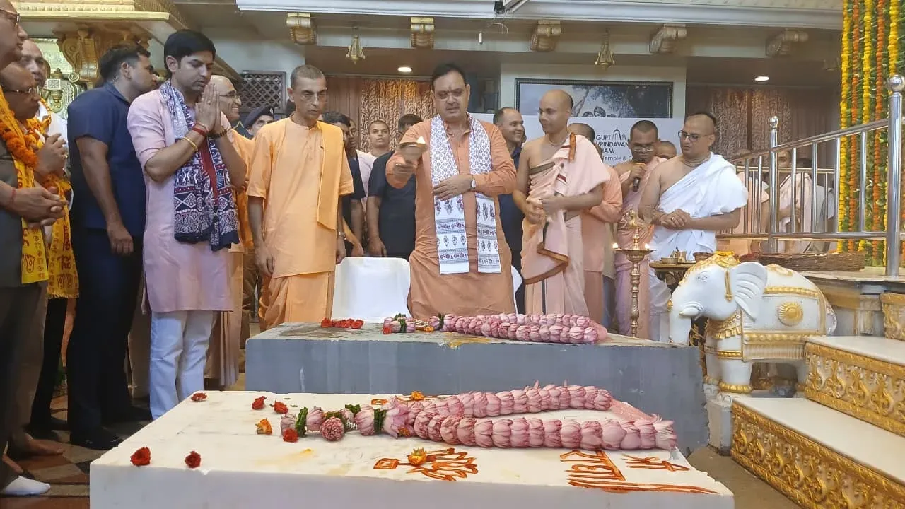 Rajasthan CM Bhajanlal Sharma performs Shila Pujan at Gupt Vrindavan Dham, Jaipur