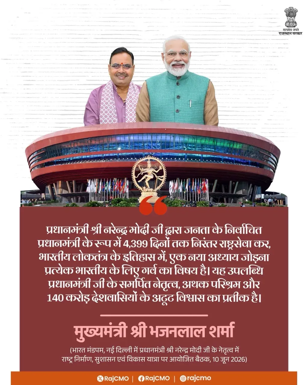Rajasthan CMO hails Modi's 4,399 days of unbroken service
