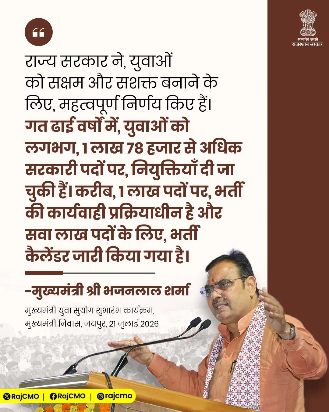 Rajasthan CMO reaffirms youth empowerment push under CM Bhajanlal